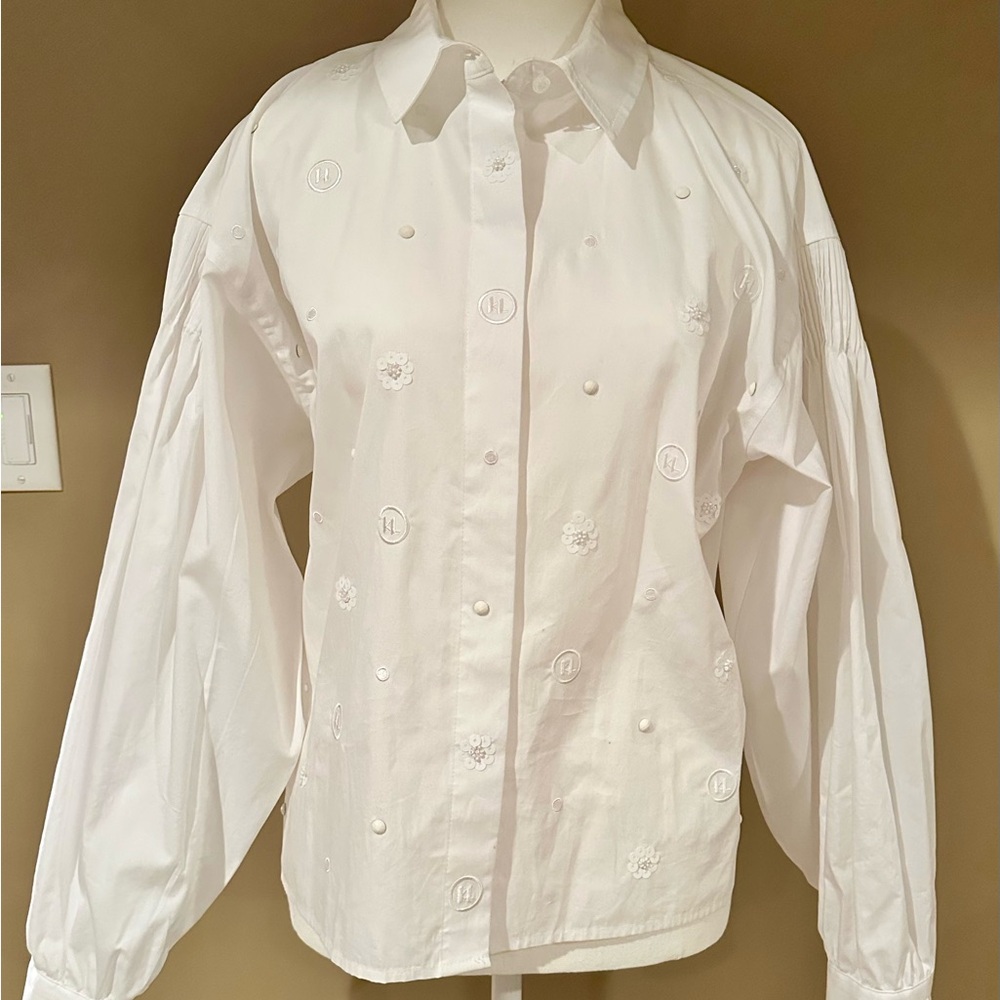 Karl Lagerfeld White Embroidered Blouse